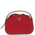 Prada Top Handle Crossbody in Red, Calfskin — Front View