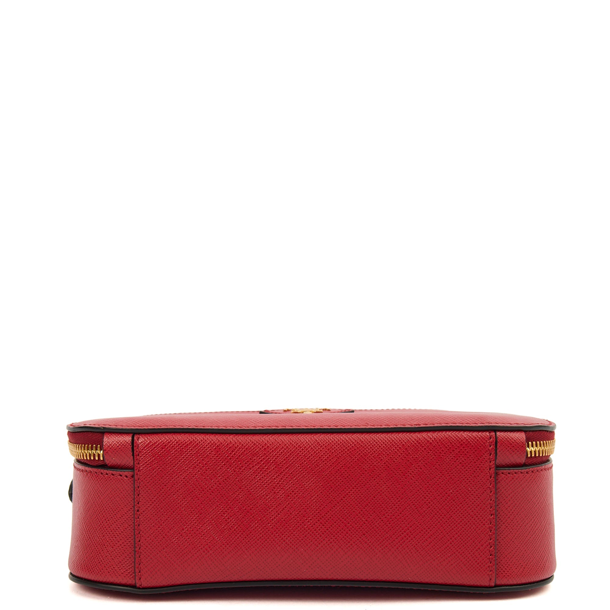 Prada Top Handle Crossbody in Red, Calfskin — Detail View