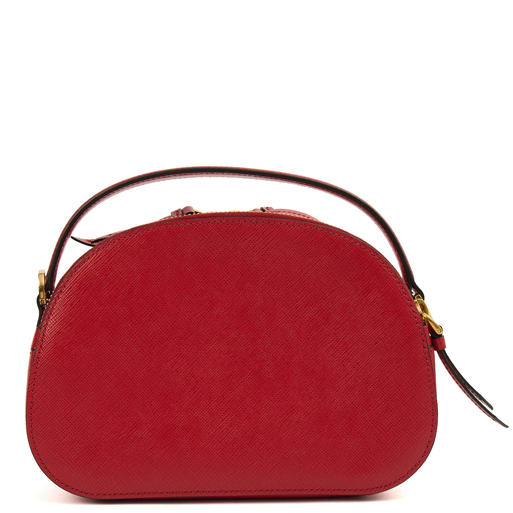 Prada Top Handle Crossbody in Red, Calfskin — Top View