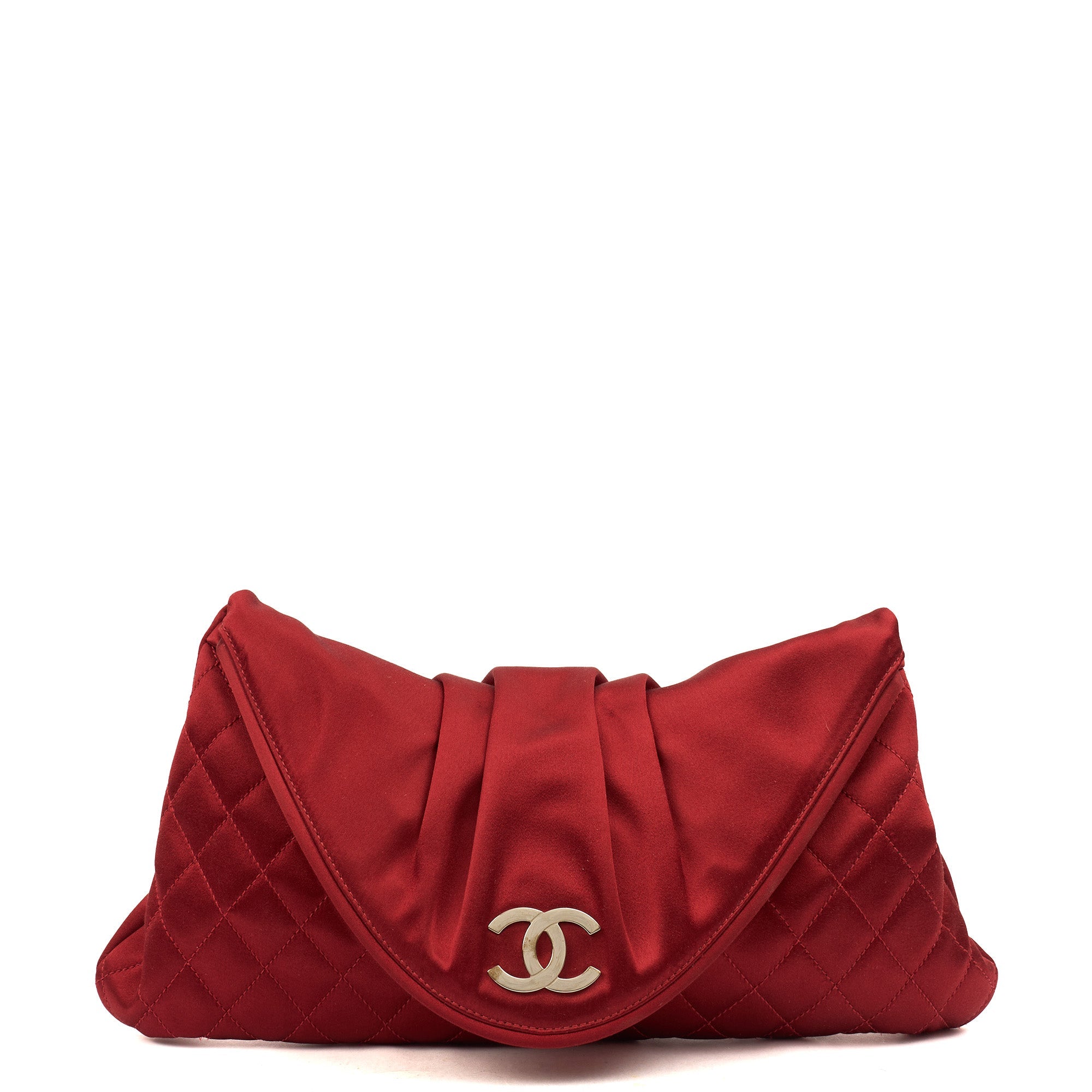 Chanel Clutch Clutch in Red, Fabric — Front View