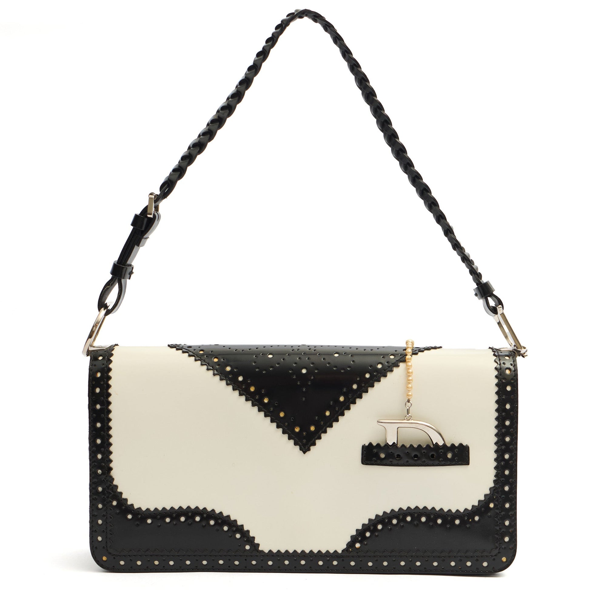 Christian Dior Trick Shoulder Bag in White, Leather — Front View
