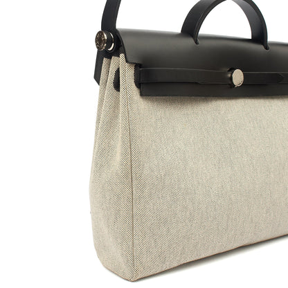 Hermes Tote Herbag Zip 31 in Black, Fabric — Detail View