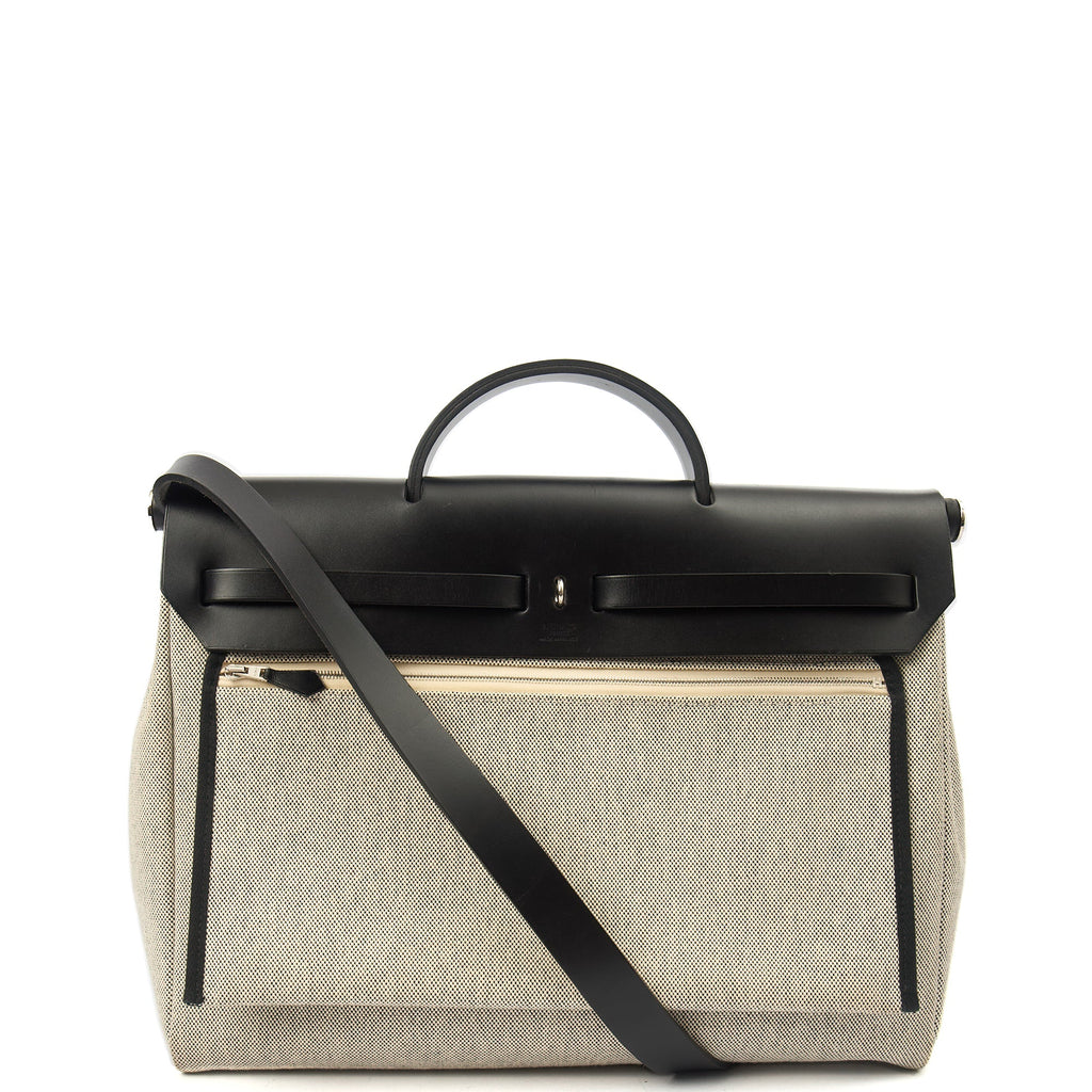 Hermes Tote Herbag Zip 31 in Black, Fabric — Alternate View 16