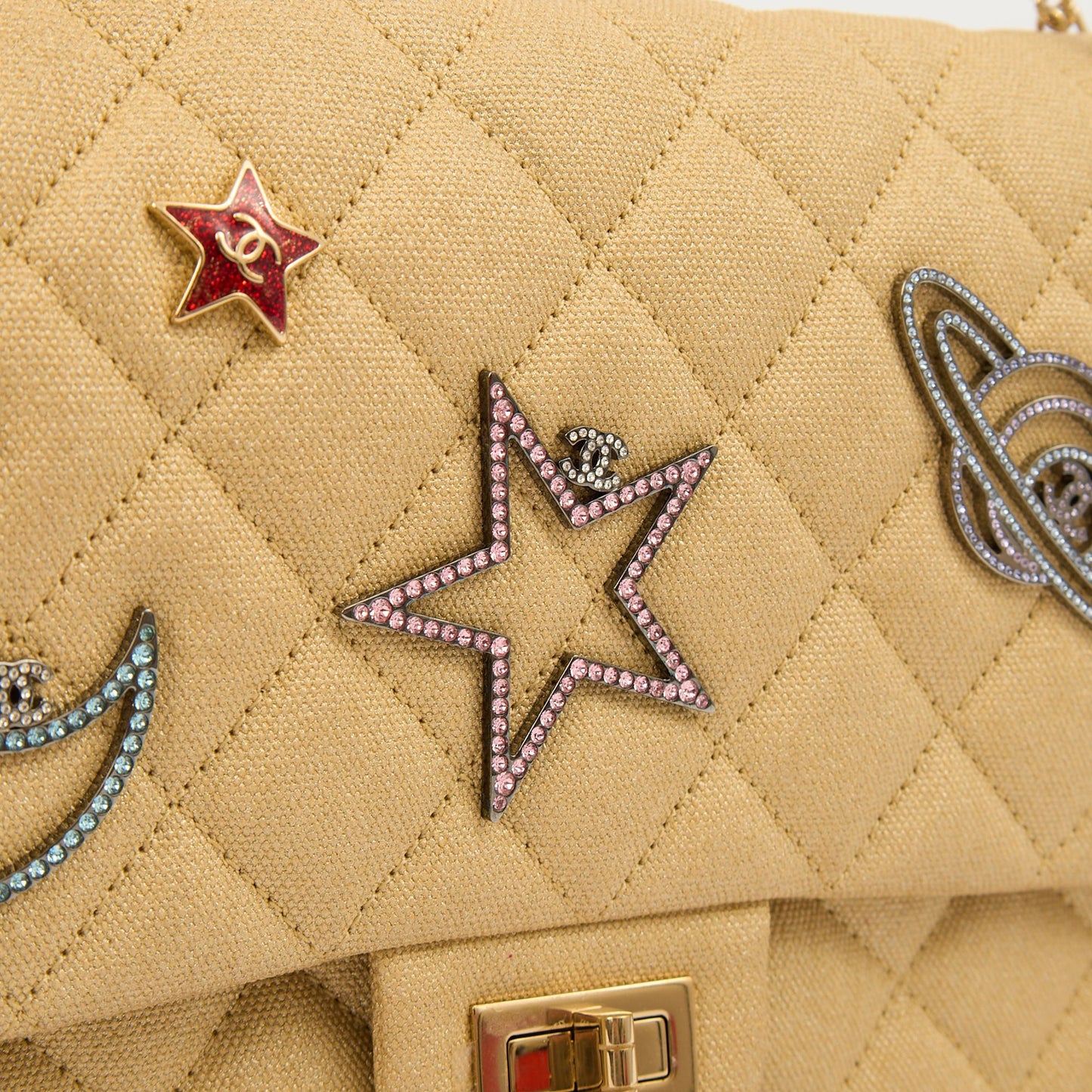 Chanel Shoulder Bag 2.55 Reissue - Medium in Metallic, Fabric — Alternate View 9