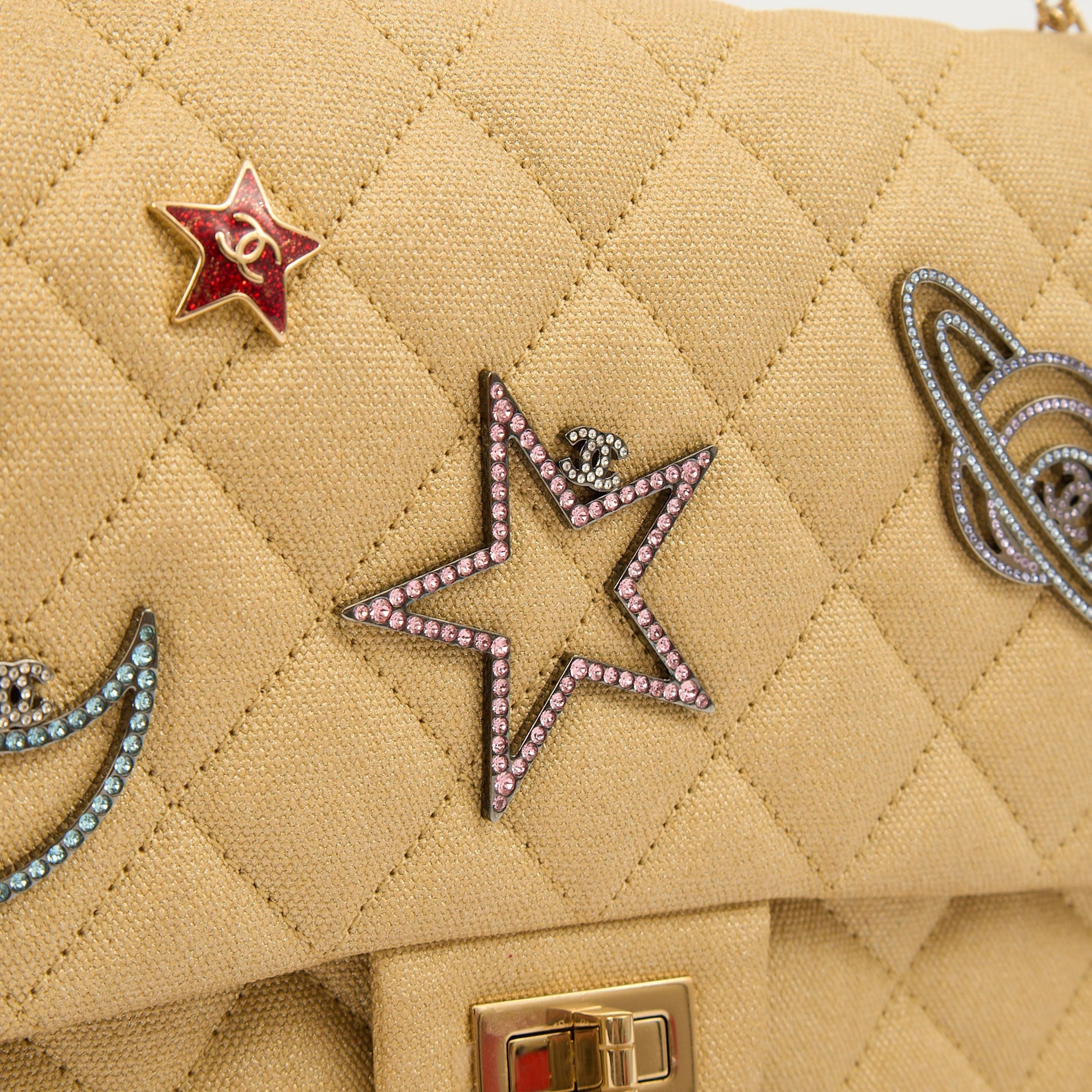 Chanel Shoulder Bag 2.55 Reissue - Medium in Metallic, Fabric — Alternate View 9