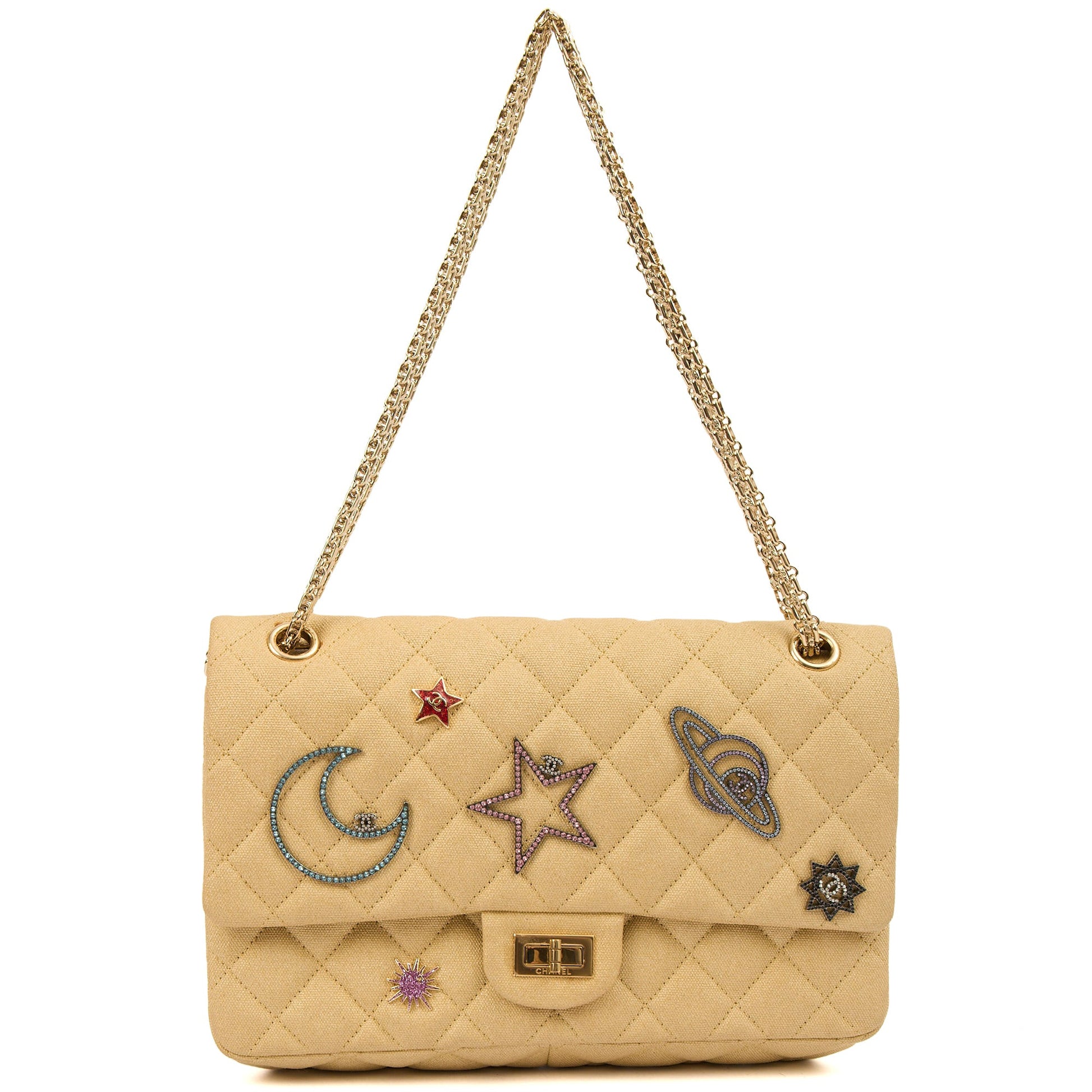 Chanel Shoulder Bag 2.55 Reissue - Medium in Metallic, Fabric — Alternate View 7