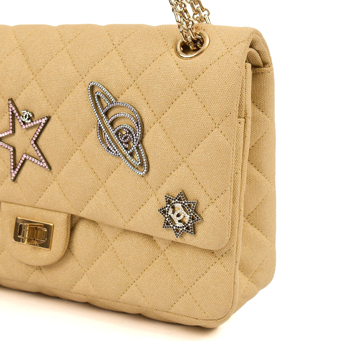 Chanel Shoulder Bag 2.55 Reissue - Medium in Metallic, Fabric — Alternate View 34