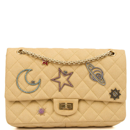 Chanel Shoulder Bag 2.55 Reissue - Medium in Metallic, Fabric — Front View