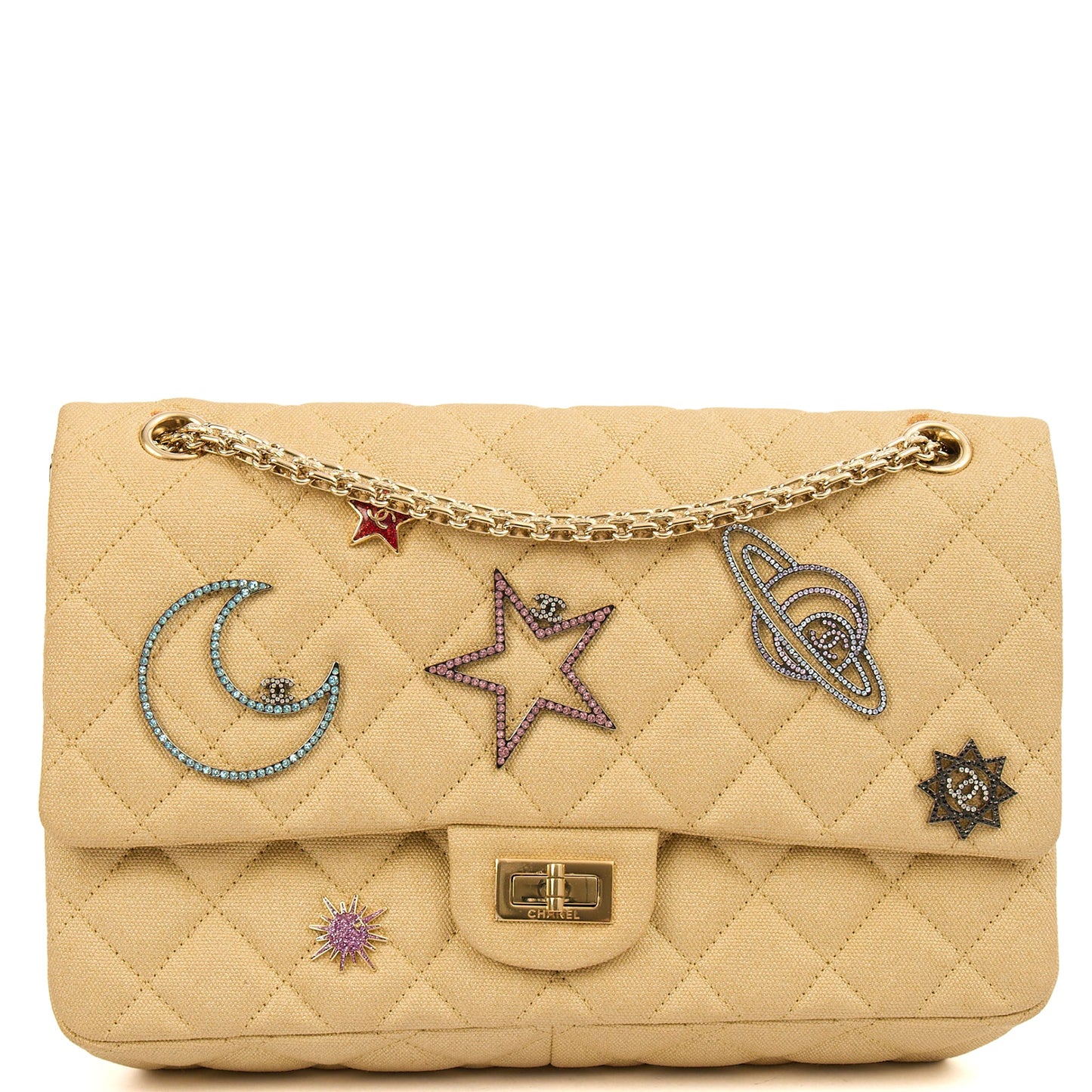 Chanel Shoulder Bag 2.55 Reissue - Medium in Metallic, Fabric — Alternate View 15