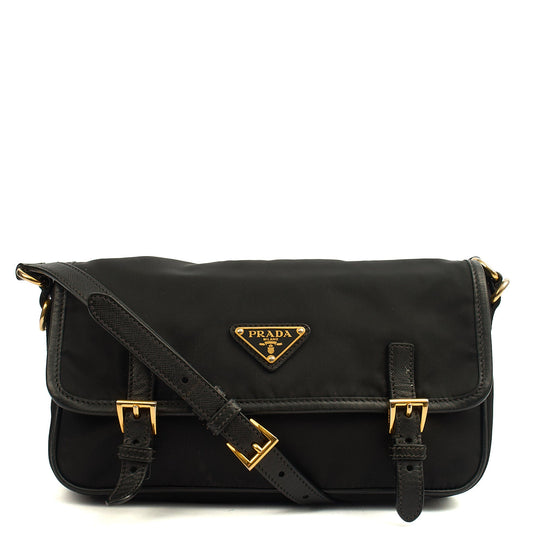 Prada Satchel Nylon Satchel in Black, Nylon — Front View