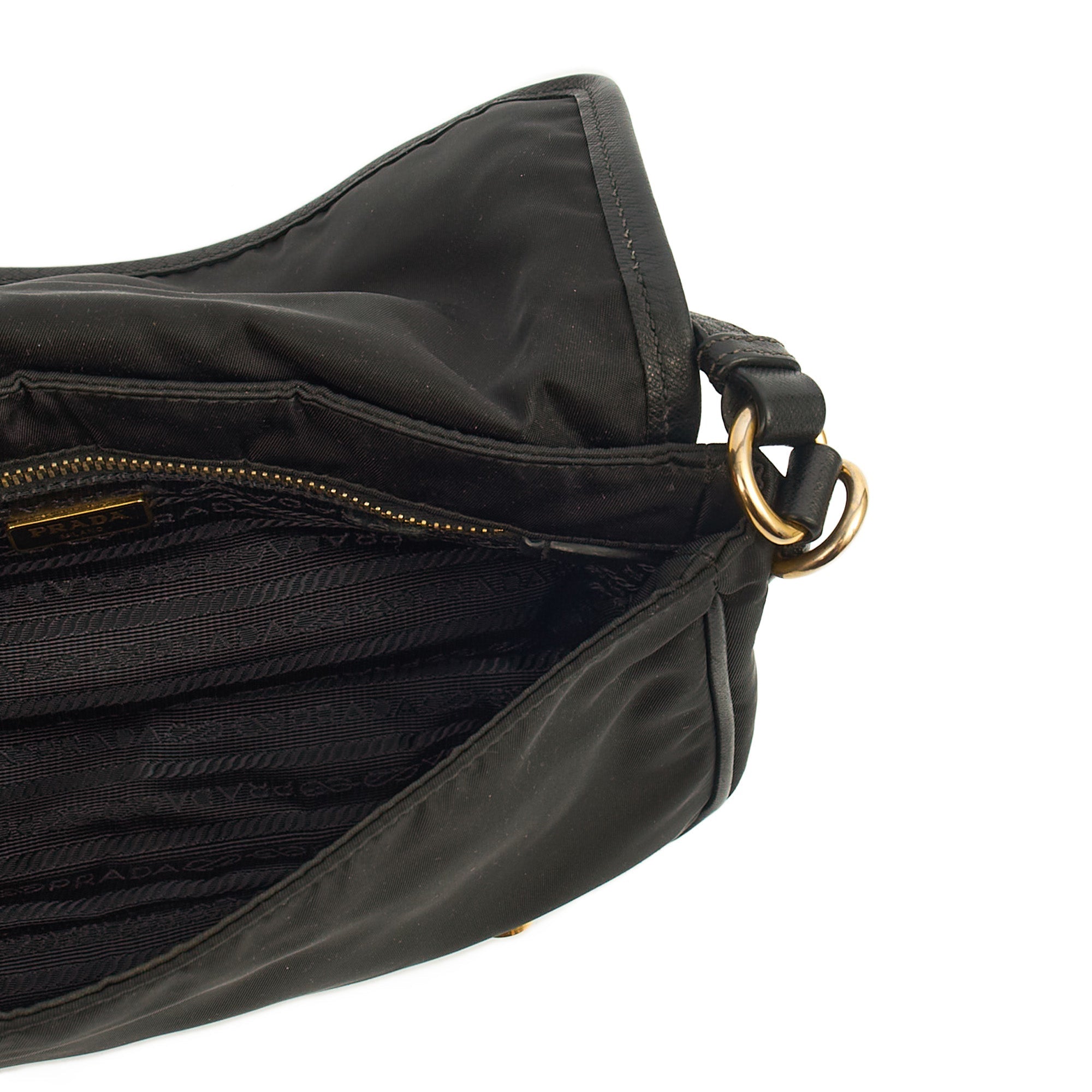 Prada Satchel Nylon Satchel in Black, Nylon — Detail View