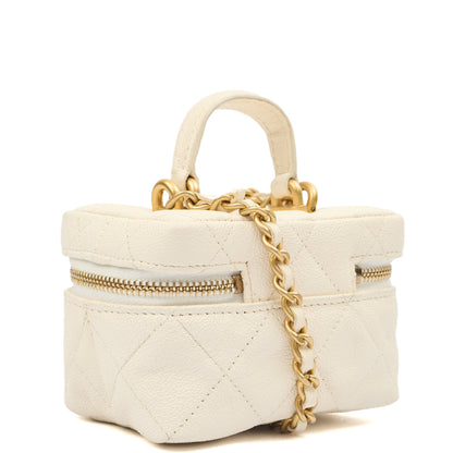 Chanel Cross Body Vanity - Small in White, Caviar Leather — Back View