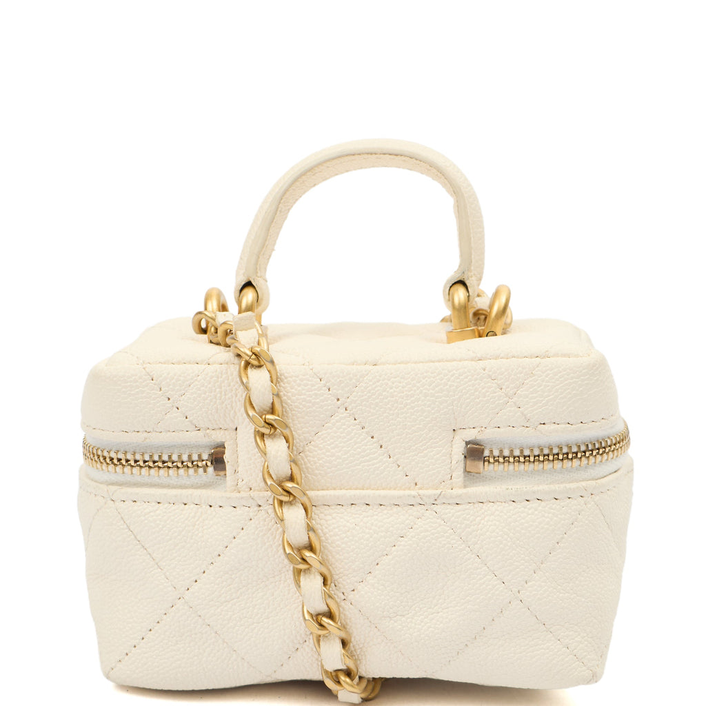 Chanel Cross Body Vanity - Small in White, Caviar Leather — Top View