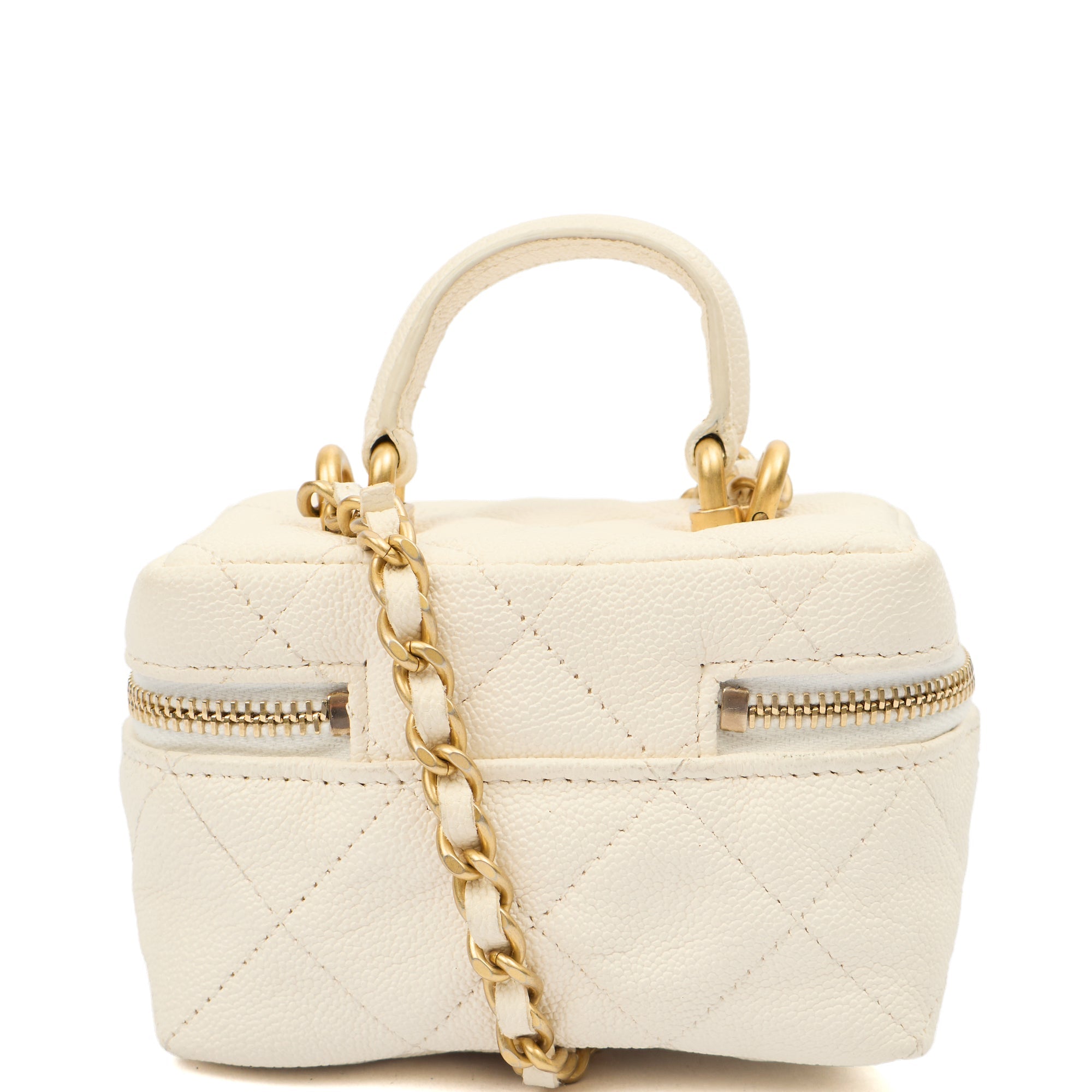 Chanel Cross Body Vanity - Small in White, Caviar Leather — Top View