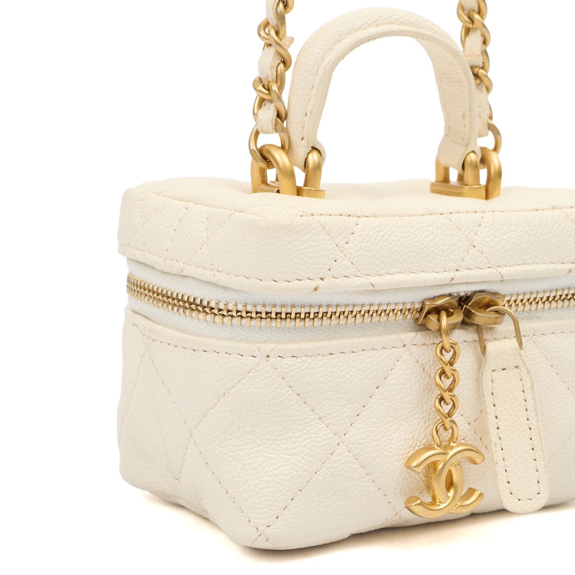 Chanel Cross Body Vanity - Small in White, Caviar Leather — Lifestyle View