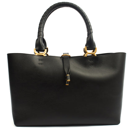 Chloe Tote Marcie - Large in Black, Calfskin Leather — Front View
