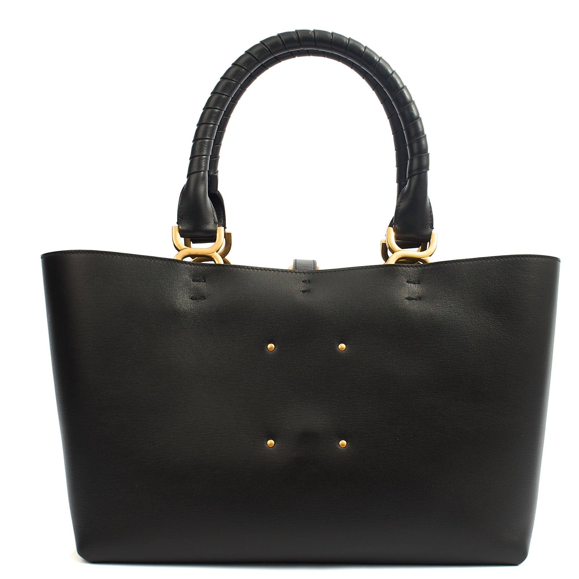 Chloe Tote Marcie - Large in Black, Calfskin Leather — Back View