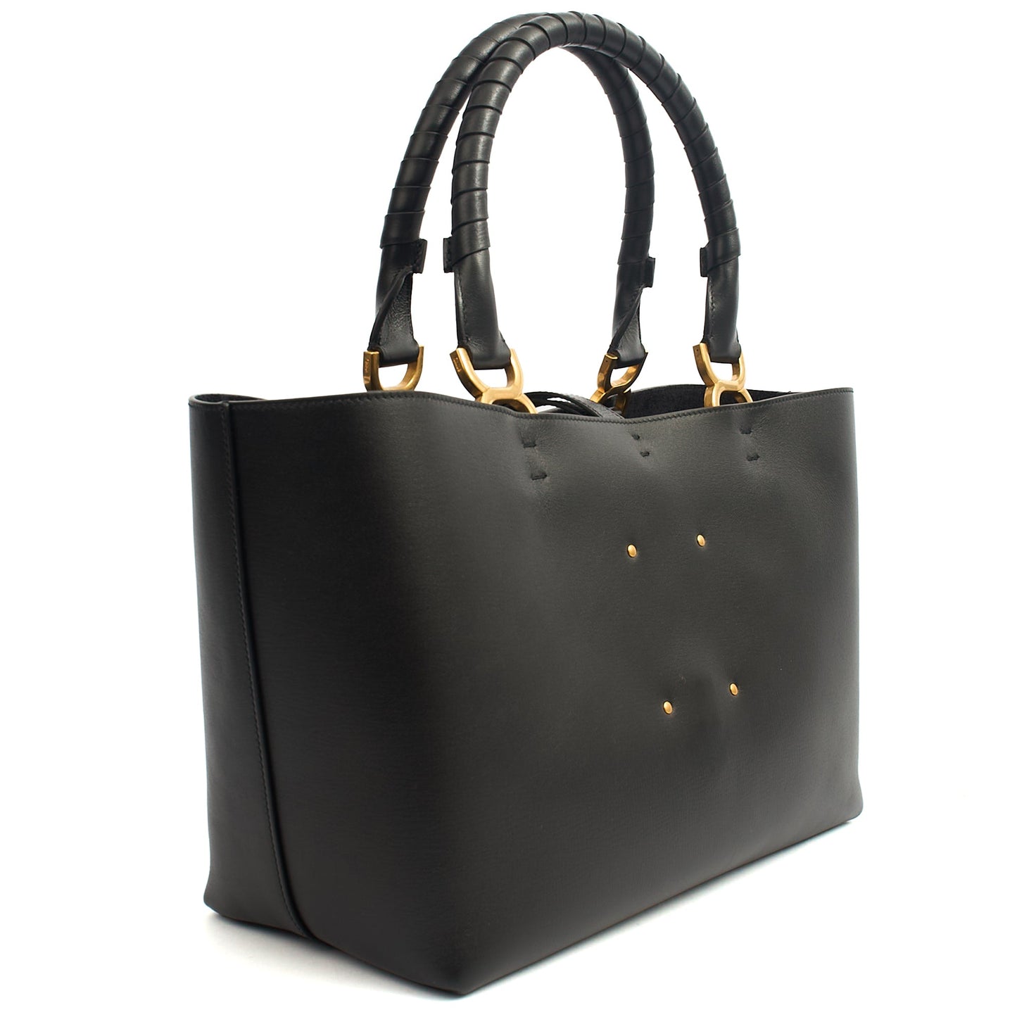 Chloe Tote Marcie - Large in Black, Calfskin Leather — Side View