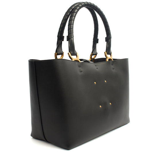 Chloe Tote Marcie - Large in Black, Calfskin Leather — Side View