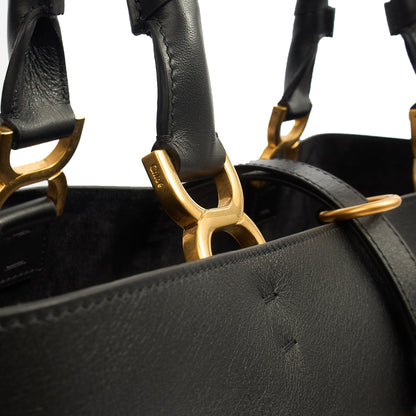 Chloe Tote Marcie - Large in Black, Calfskin Leather — Lifestyle View