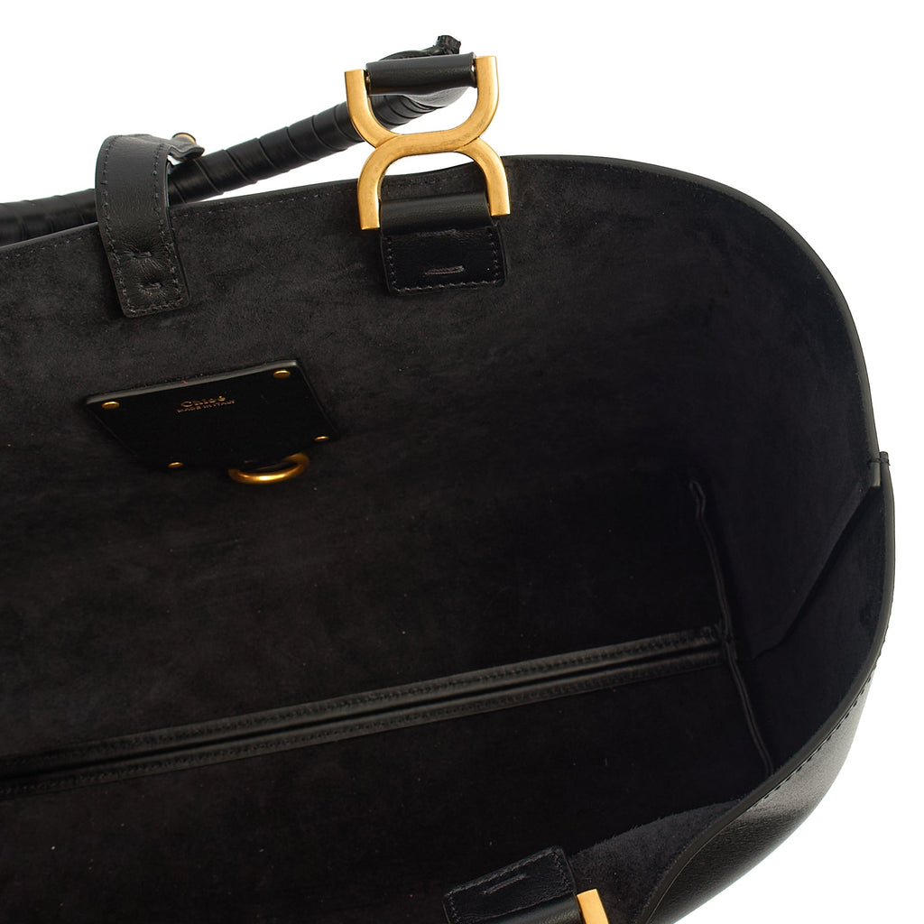 Chloe Tote Marcie - Large in Black, Calfskin Leather — Detail View