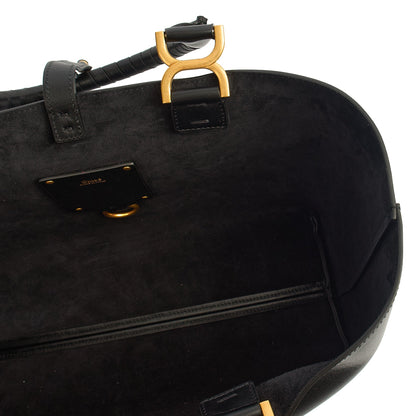 Chloe Tote Marcie - Large in Black, Calfskin Leather — Detail View