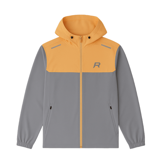 Reprimo Flight Windbreaker Jacket 'Grey Orange' — XXS — Side View