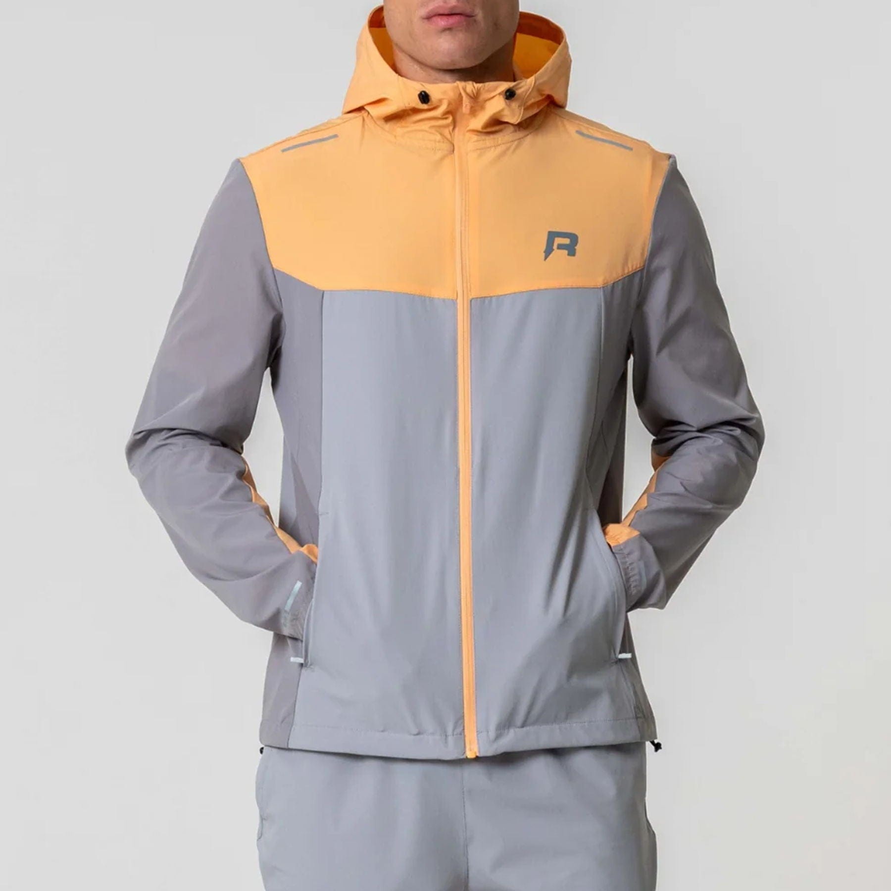 Reprimo Flight Windbreaker Jacket 'Grey Orange' — XXS — Front View