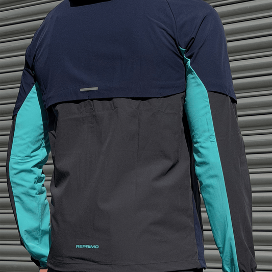 Reprimo Vortex Windbreaker Jacket 'Blue Steel Cyan' — XXS — Side View