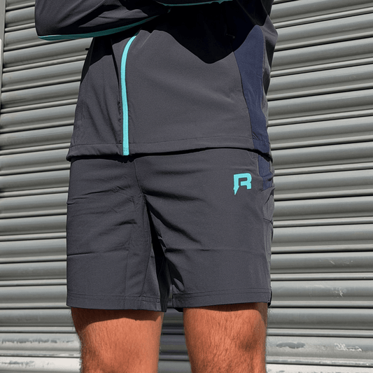 Reprimo Vortex Shorts 'Blue Steel Cyan' — XXS — Front View