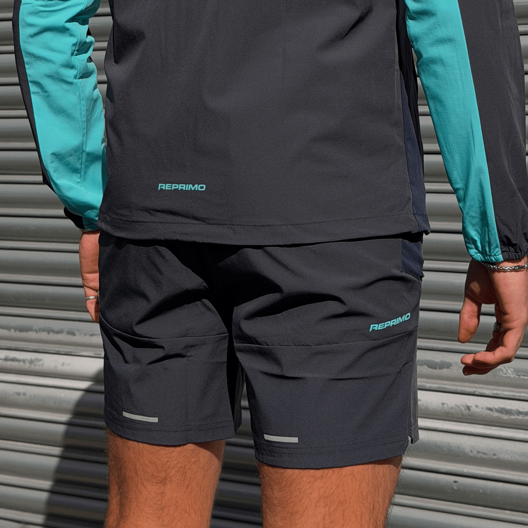 Reprimo Vortex Shorts 'Blue Steel Cyan' — XXS — Side View