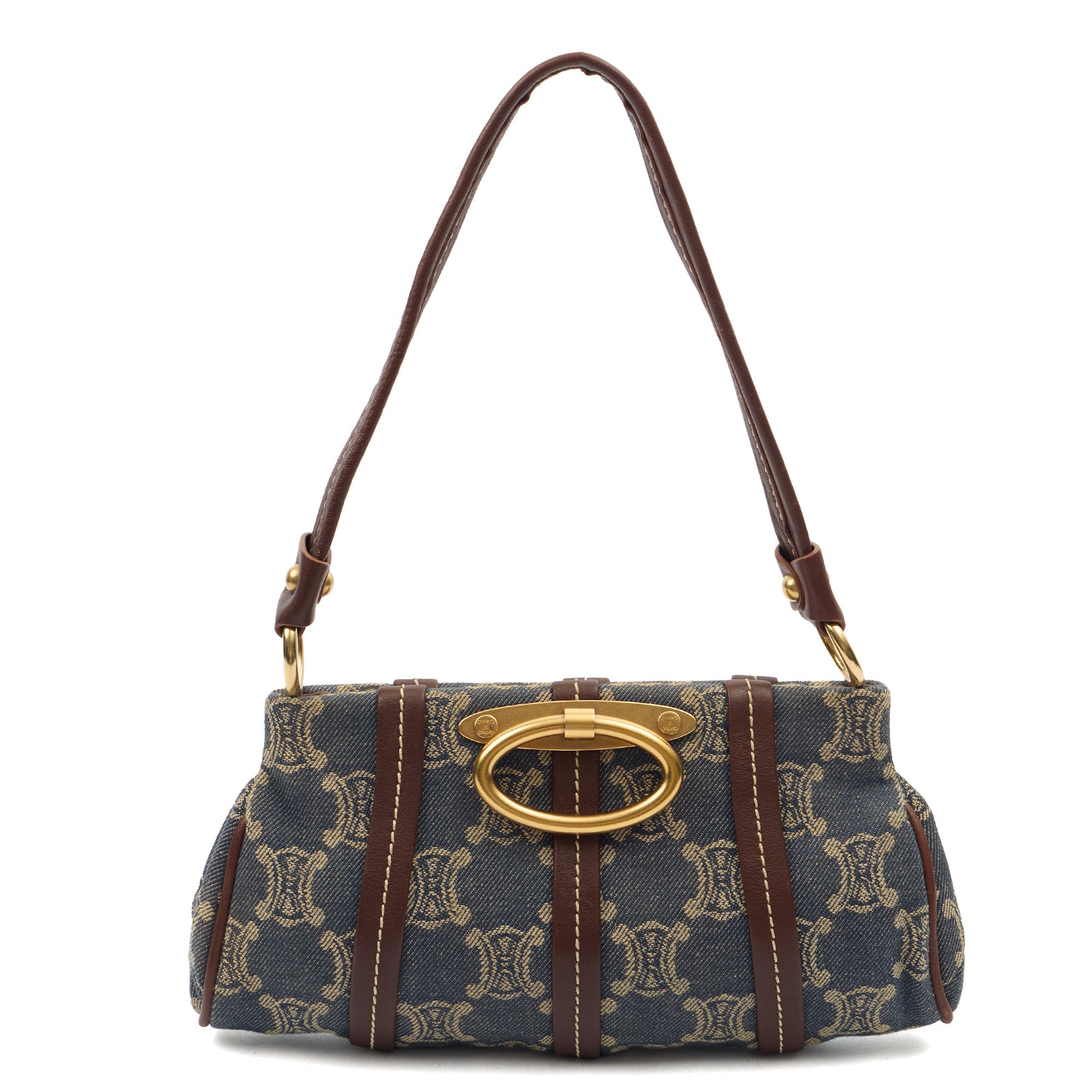Celine Mini Bag Shoulder Bag in Blue, Fabric — Alternate View 9