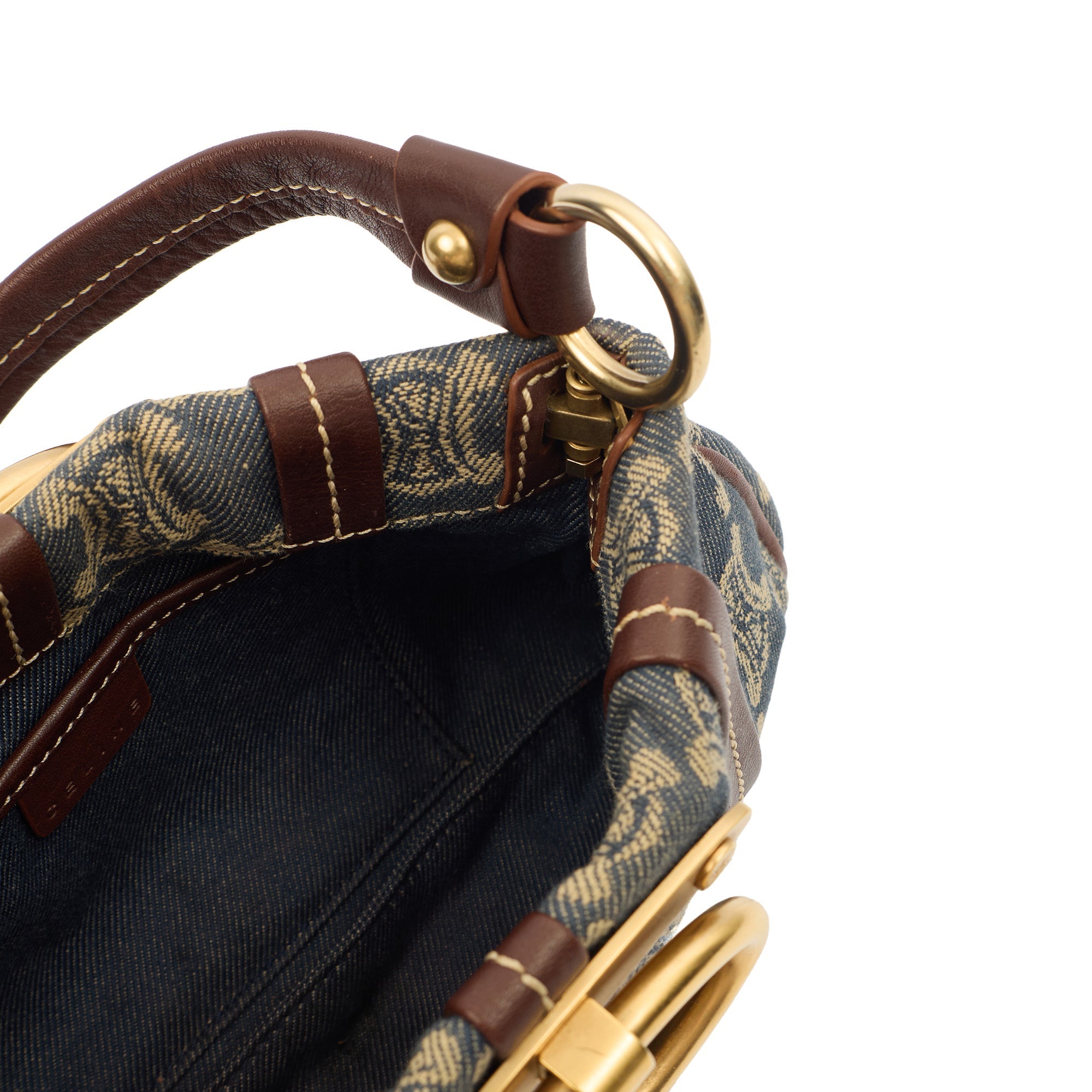 Celine Mini Bag Shoulder Bag in Blue, Fabric — Detail View