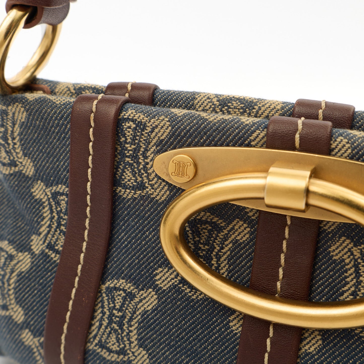Celine Mini Bag Shoulder Bag in Blue, Fabric — Lifestyle View