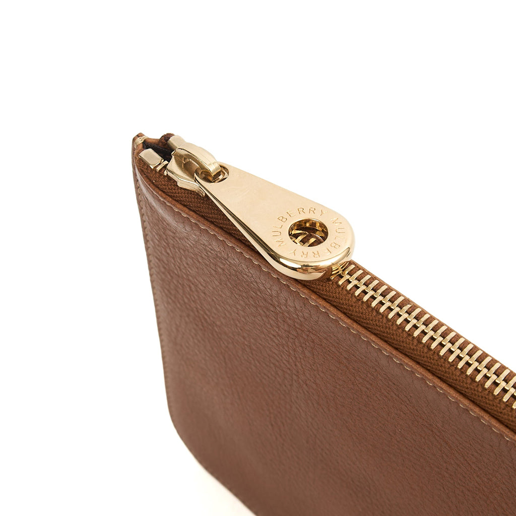 Mulberry Clutch Pouch in Oak, Calfskin Leather — Top View
