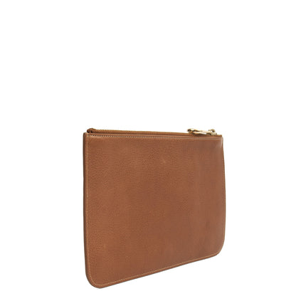 Mulberry Clutch Pouch in Oak, Calfskin Leather — Side View