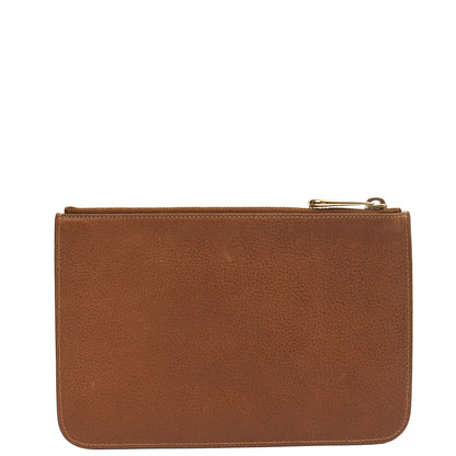 Mulberry Clutch Pouch in Oak, Calfskin Leather — Back View