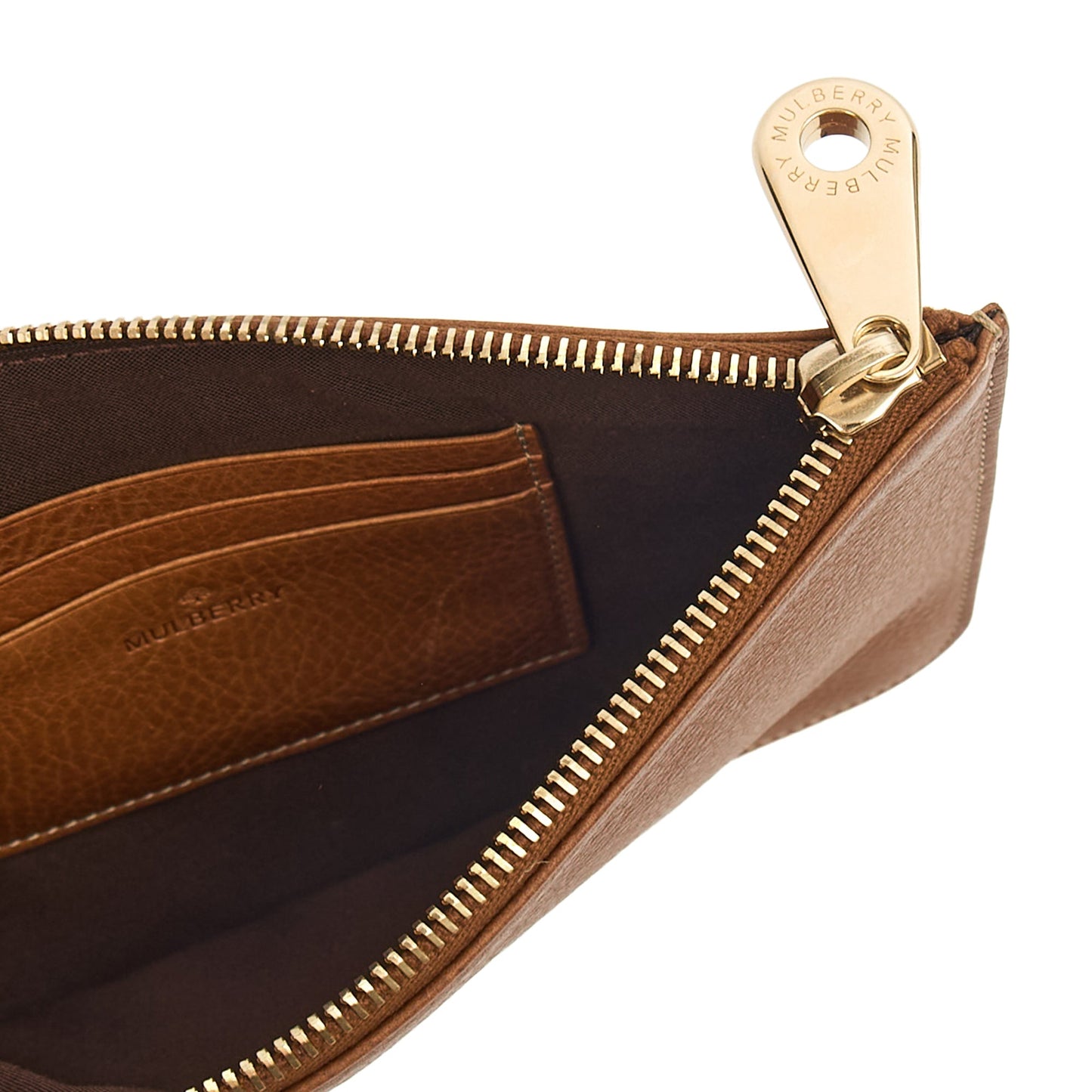 Mulberry Clutch Pouch in Oak, Calfskin Leather — Detail View