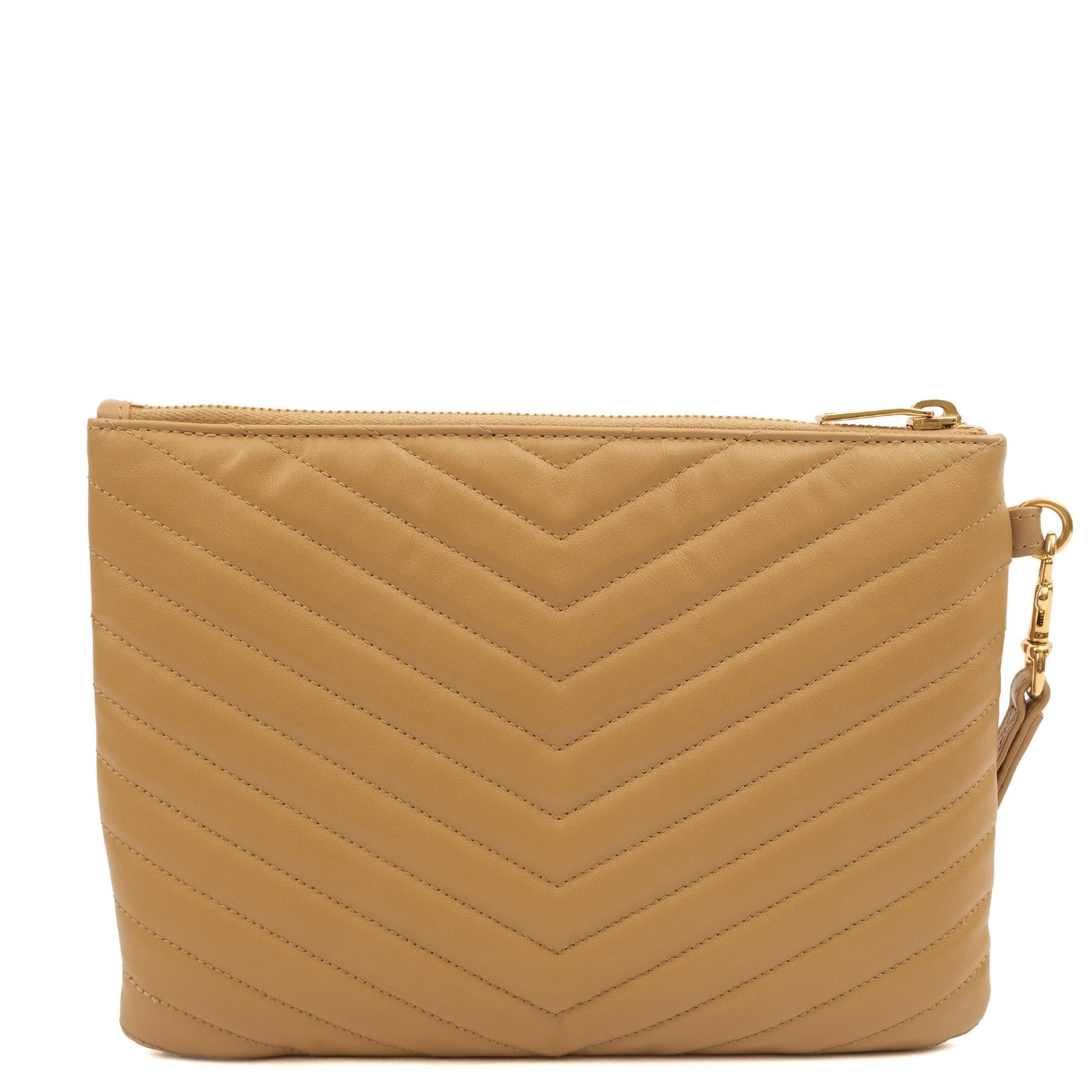 Saint Laurent Clutch Monogram Pouch A5 in Neutral, Leather — Back View