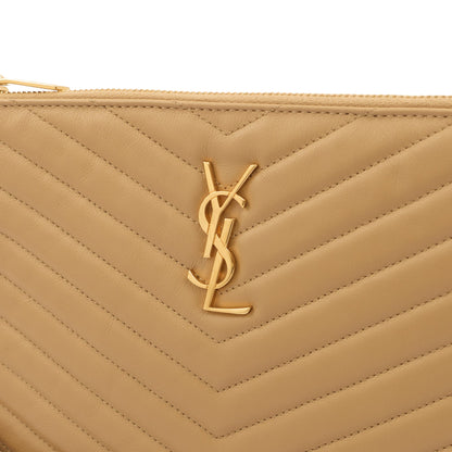 Saint Laurent Clutch Monogram Pouch A5 in Neutral, Leather — Detail View