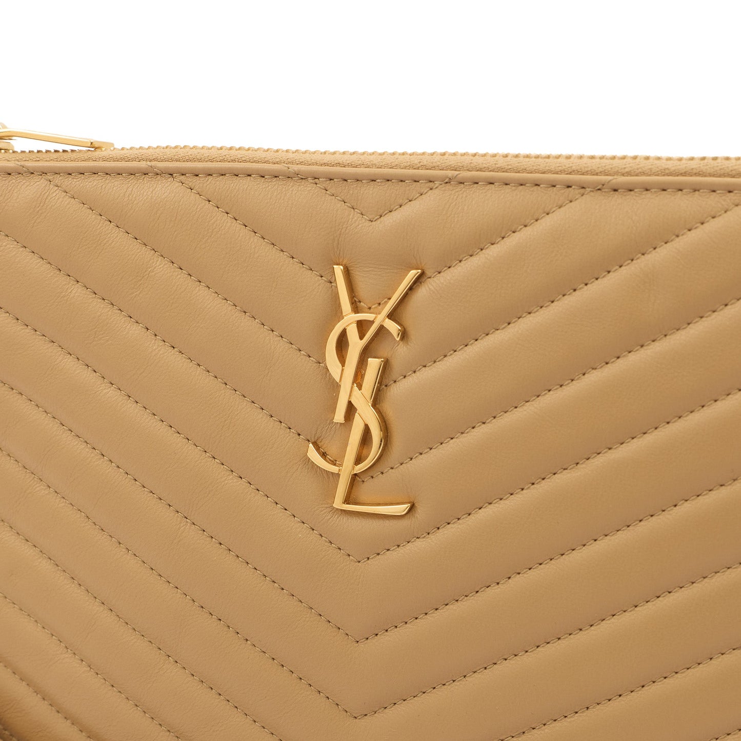 Saint Laurent Clutch Monogram Pouch A5 in Neutral, Leather — Alternate View 12