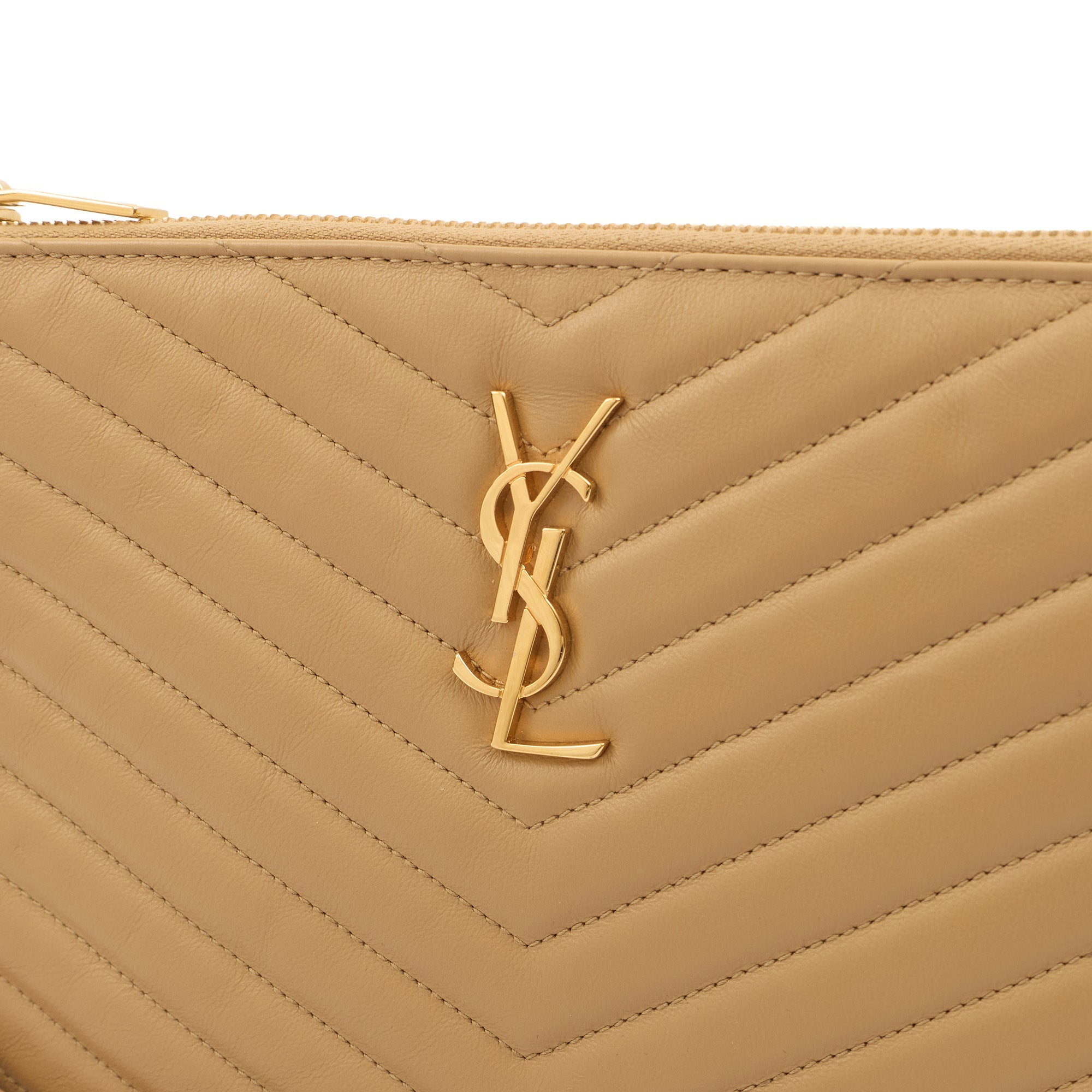 Saint Laurent Clutch Monogram Pouch A5 in Neutral, Leather — Alternate View 12