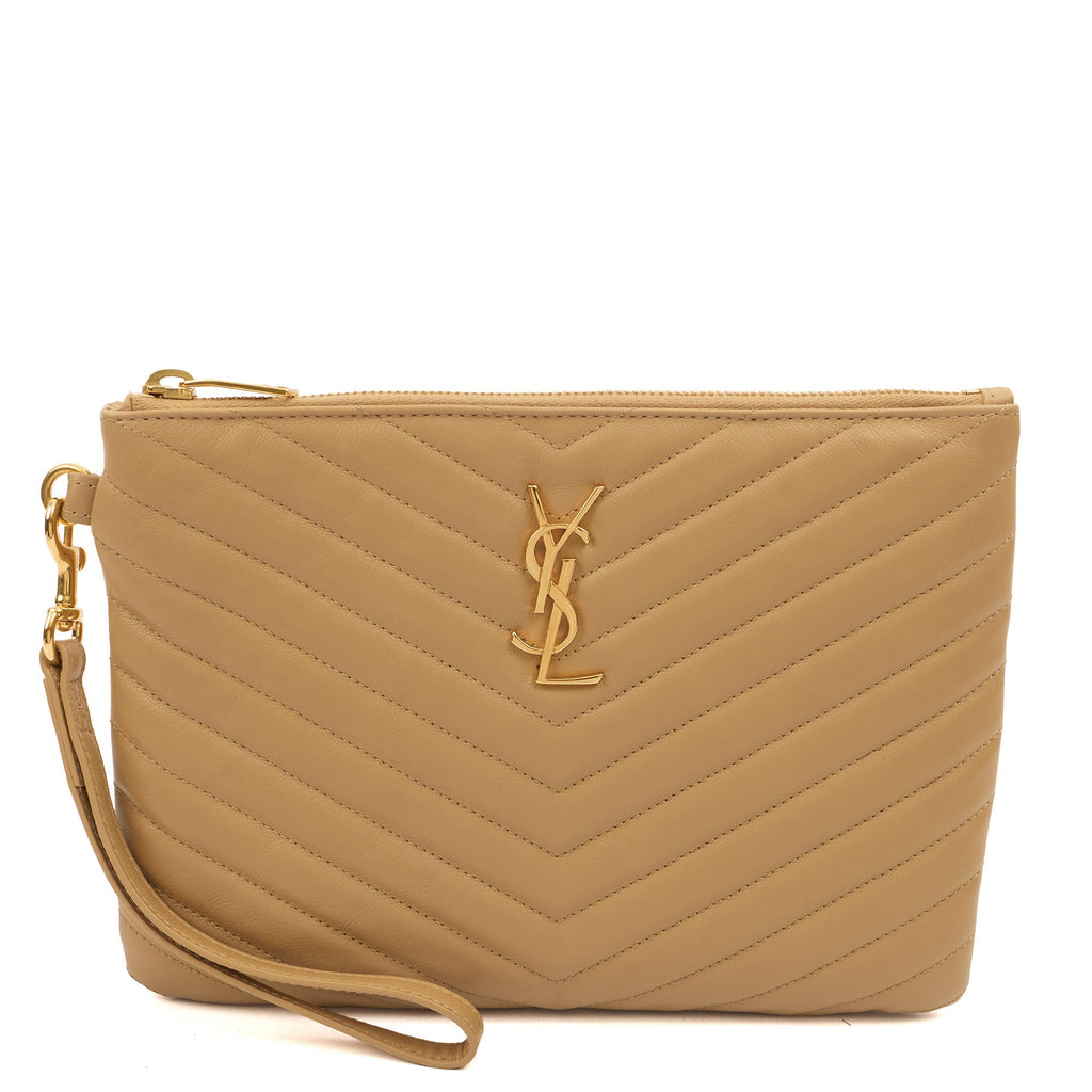 Saint Laurent Clutch Monogram Pouch A5 in Neutral, Leather — Alternate View 8