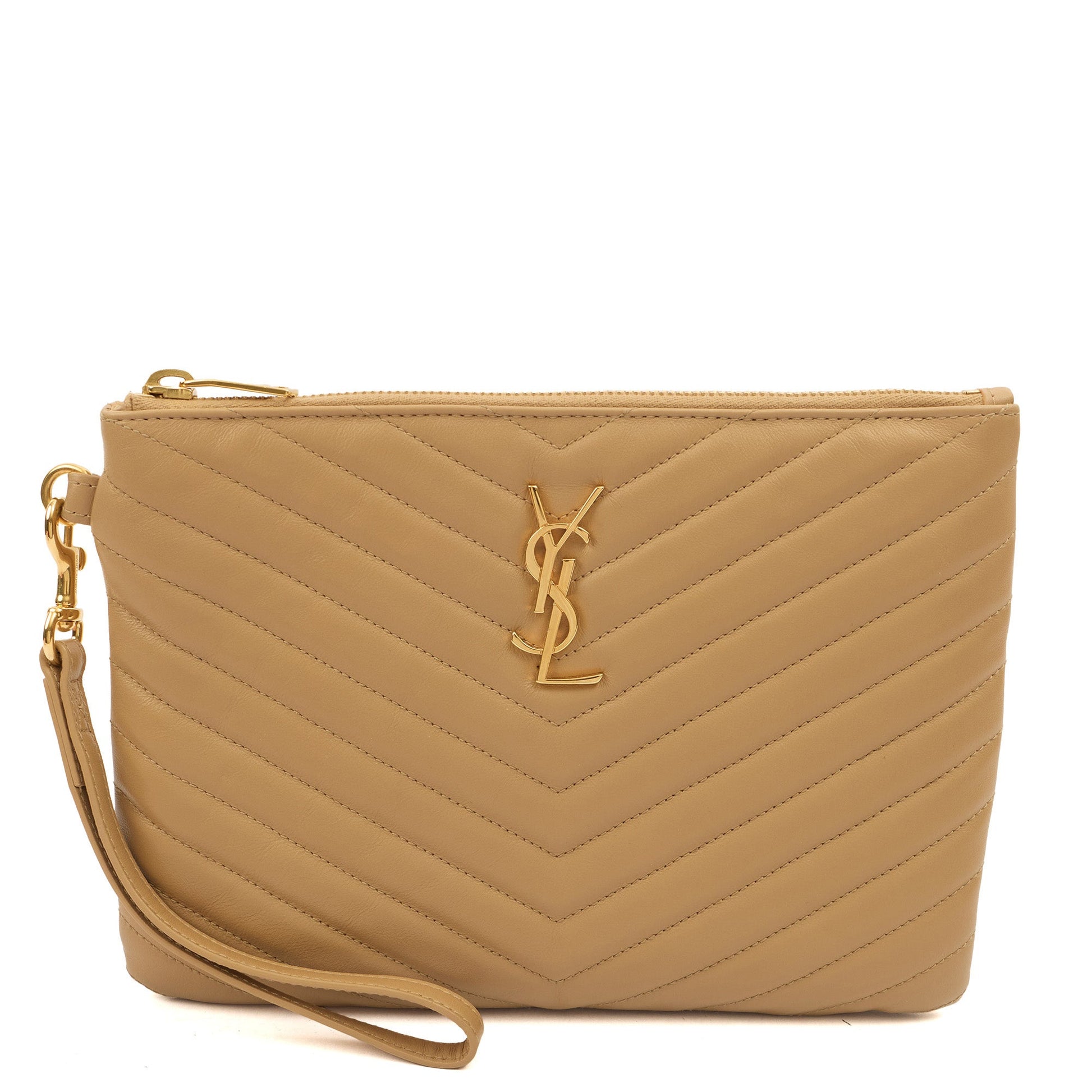 Saint Laurent Clutch Monogram Pouch A5 in Neutral, Leather — Alternate View 8