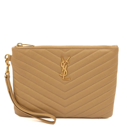 Saint Laurent Clutch Monogram Pouch A5 in Neutral, Leather — Alternate View 8