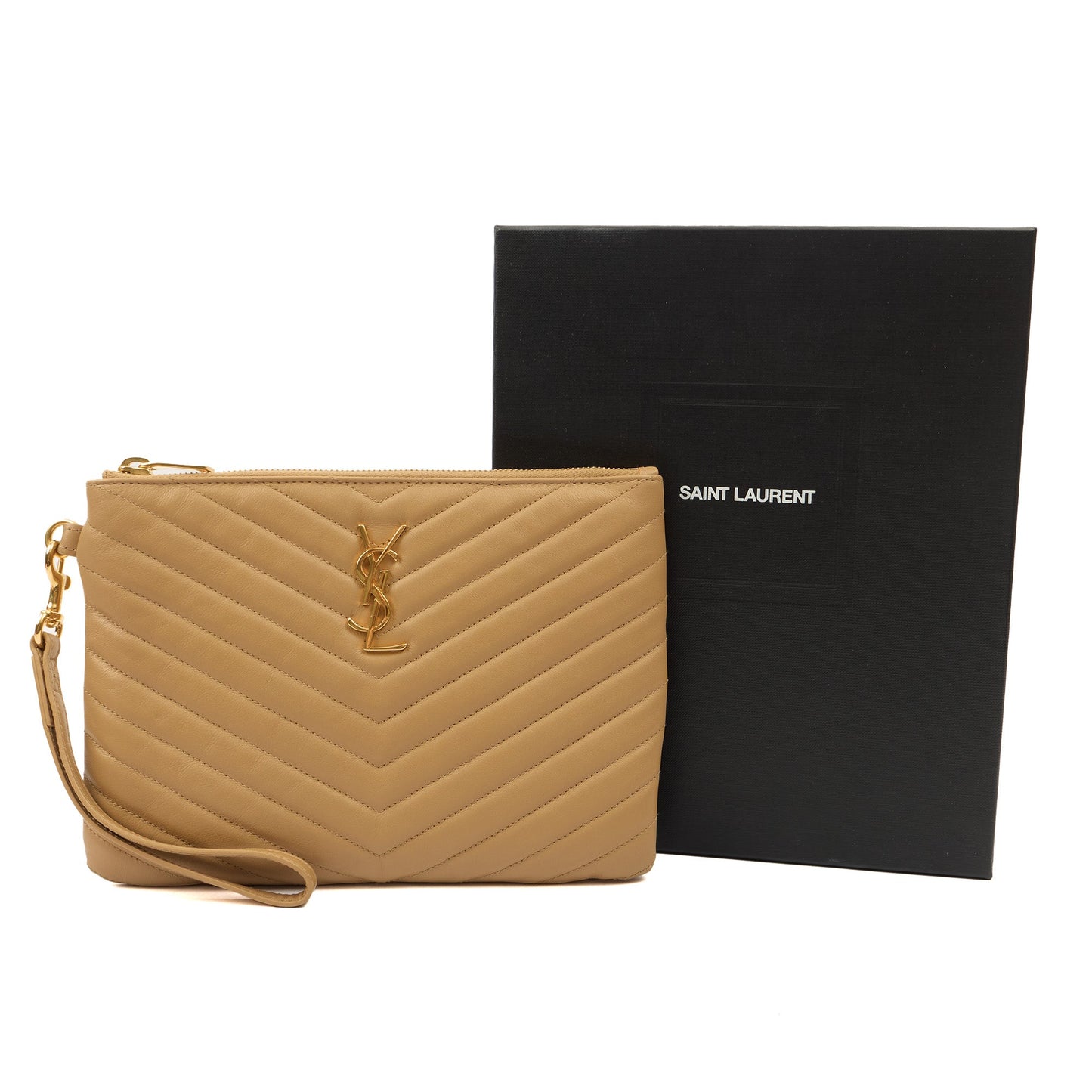 Saint Laurent Clutch Monogram Pouch A5 in Neutral, Leather — Alternate View 13