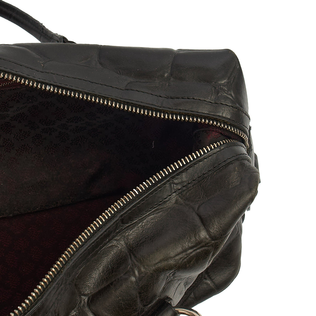 Mulberry Shoulder Bag Vintage Tote  in Black, Exotic Effect Leather — Lifestyle View