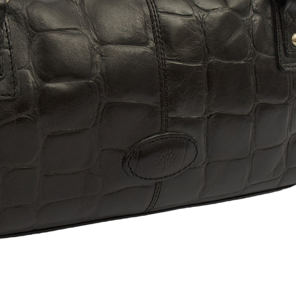 Mulberry Shoulder Bag Vintage Tote  in Black, Exotic Effect Leather — Side View