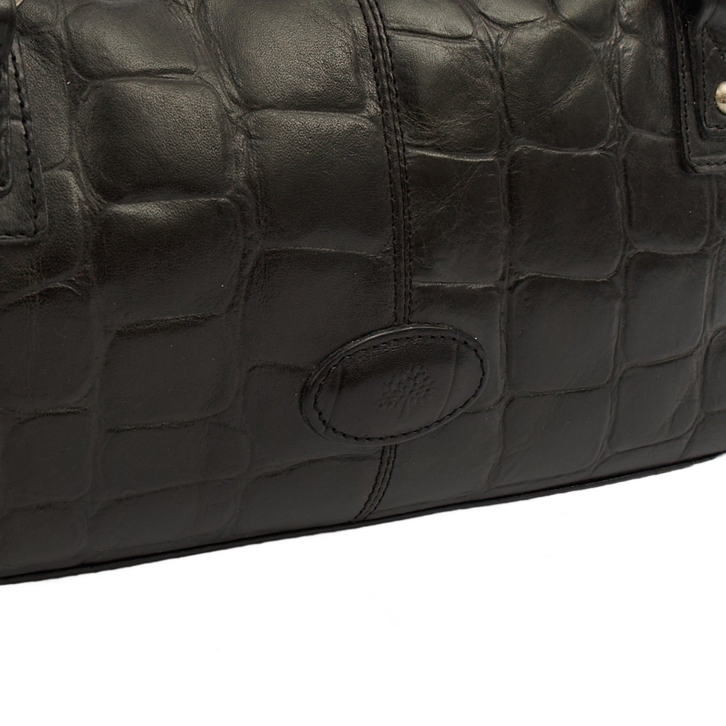 Mulberry Shoulder Bag Vintage Tote  in Black, Exotic Effect Leather — Side View