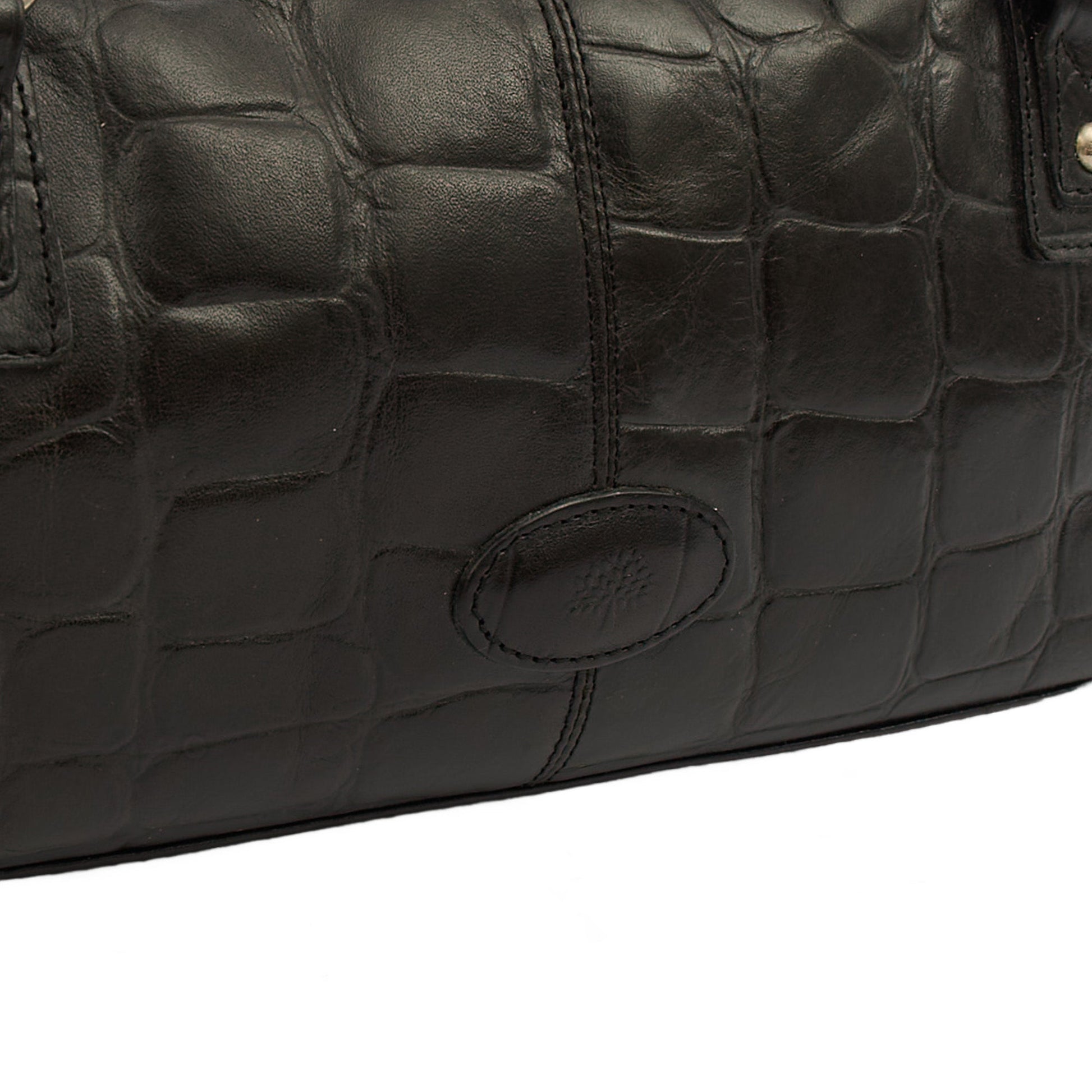 Mulberry Shoulder Bag Vintage Tote  in Black, Exotic Effect Leather — Side View